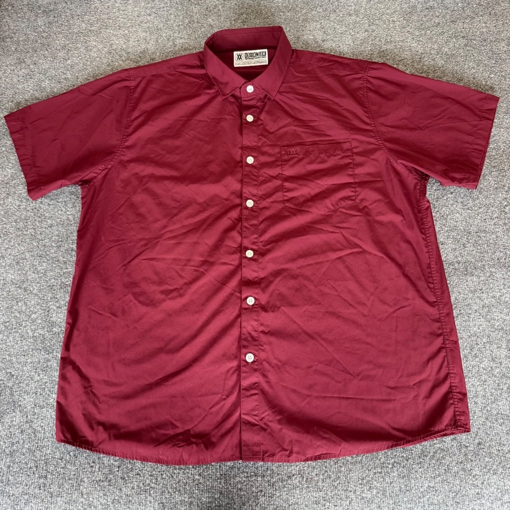 Dixxon Bamboo Blend Button Up Shirt Red Mens 2XL Short Sleeve Casual Workwear